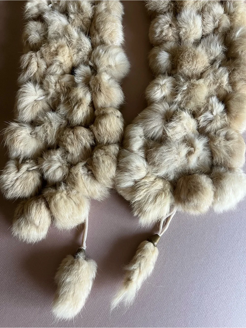 Vintage Tan Genuine Rabbit Fur Fuzzy Scarf